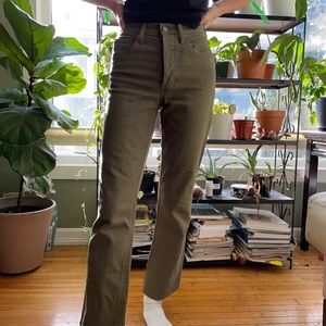 Aritzia Denim Forum Arlo High Rise Straight 24 waist green